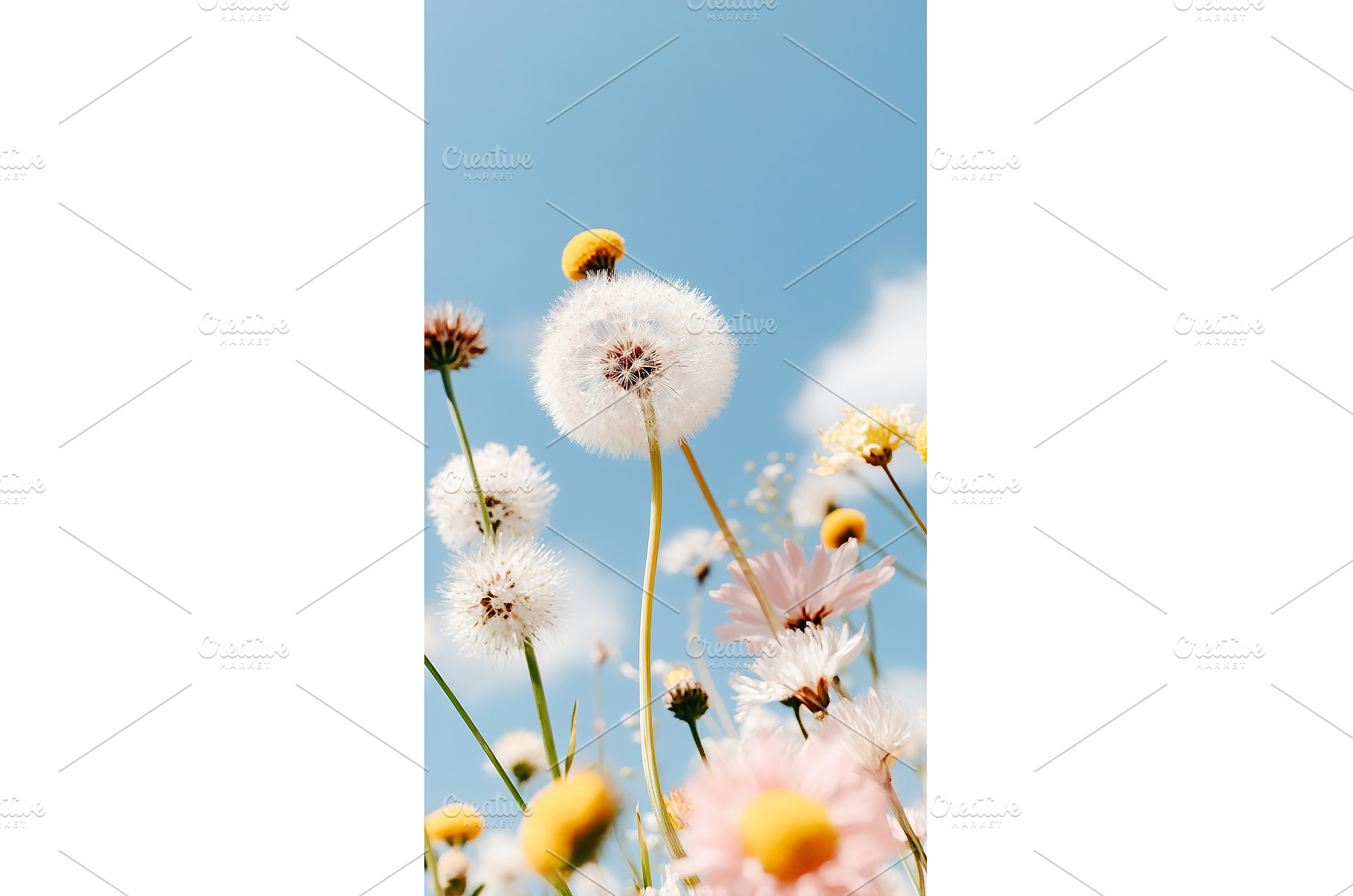 White dandelion and wildflowers, a Nature Photo by Lermont51