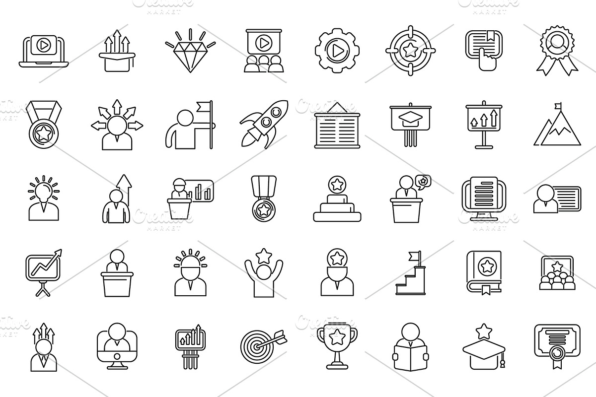 Personal Growth Training icons set, an Education Illustration by Ylivdesign