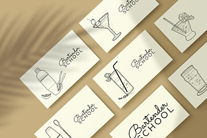 Elegant Line Art Bar Menu Icons