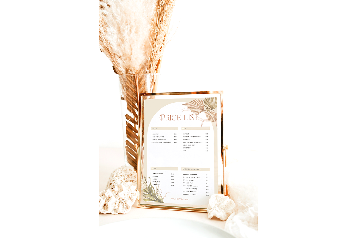 Boho Price List Canva Template, a Flyer Template by Hellohastore (Photo 6 of 9)