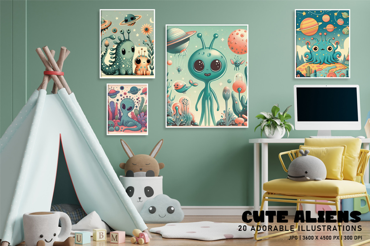 Cute Aliens, a Decorative Illustration by Digital Art Creations (Photo 7 of 7)