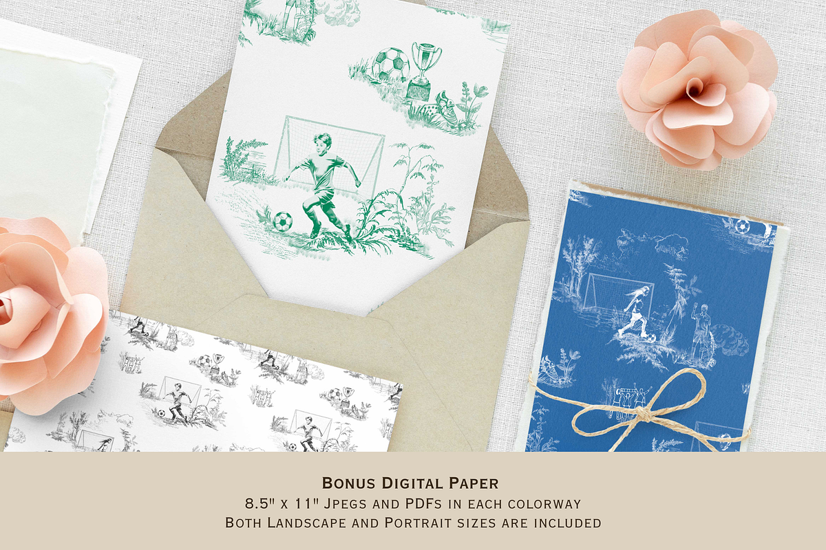 Soccer Toile de Jouy Pattern, a Background Graphic by Hughes Studio (Photo 7 of 8)