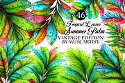 Watercolor Tropical Leaves, Summer, an Illustration by DreamArtGraphic (Thumbnail 1 of 8)