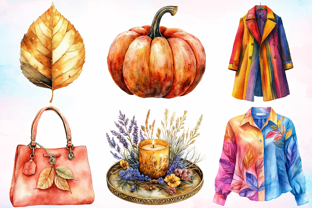Watercolor Luxury Autumn Clipart PNG, a Seasonal Illustration by Canvas Craft (Photo 2 of 3)