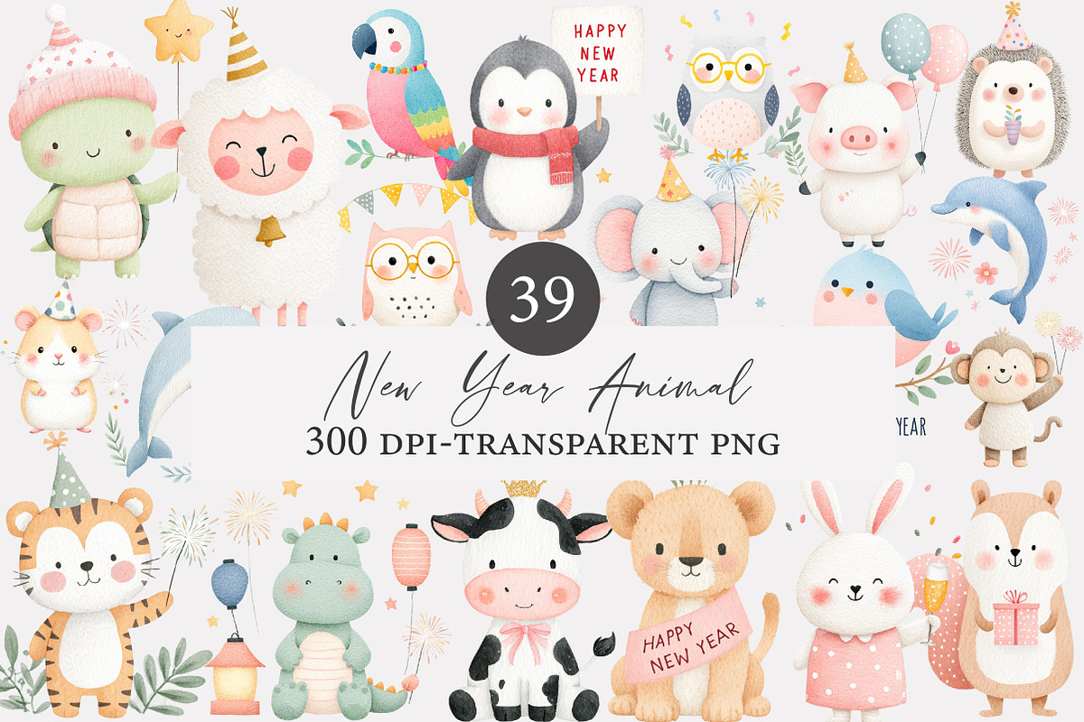 New Year Animal Clipart, an Illustration by Designworld (Photo 1 of 4)