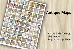 Digital Collage Sheet - Antique Maps, a Print Template by Kseniya-Omega