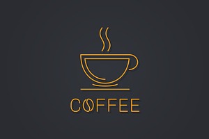 Coffee Cup Logo. Linear Coffee Icon.