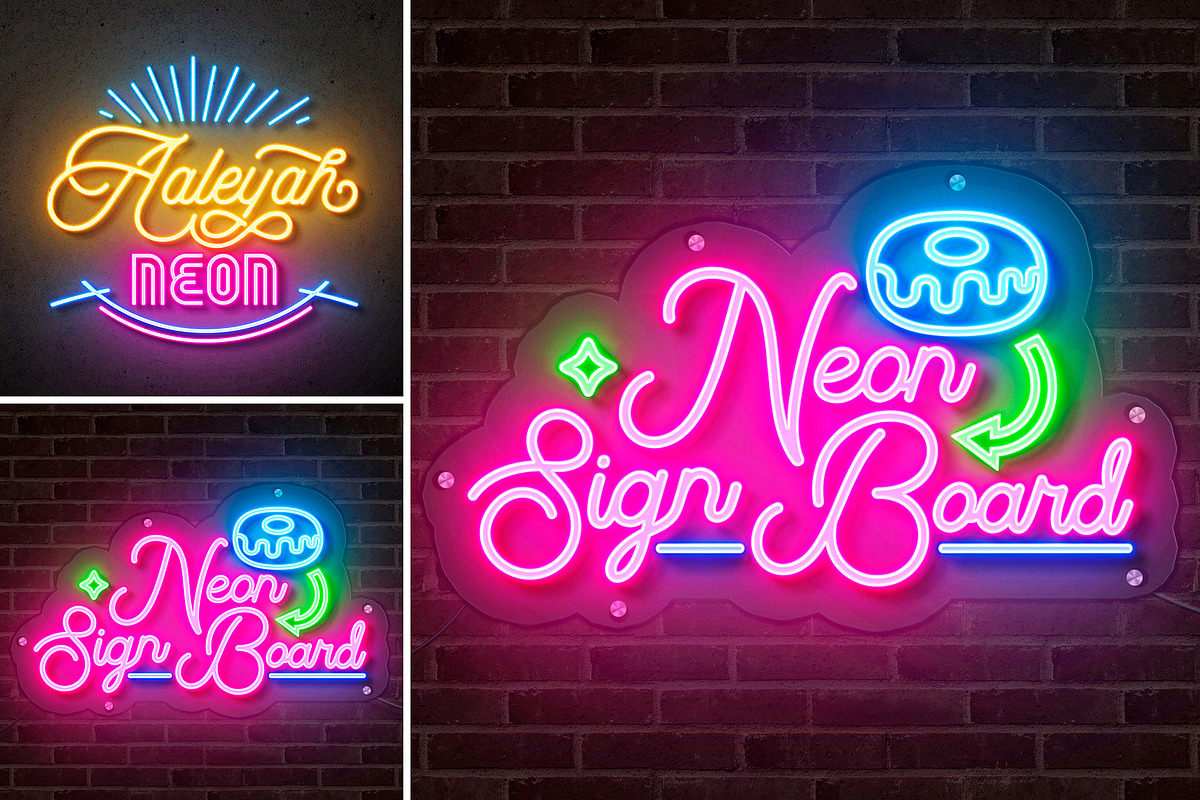 Neon Sign Board, a Product Mockup by PixelVoyager (Photo 1 of 4)