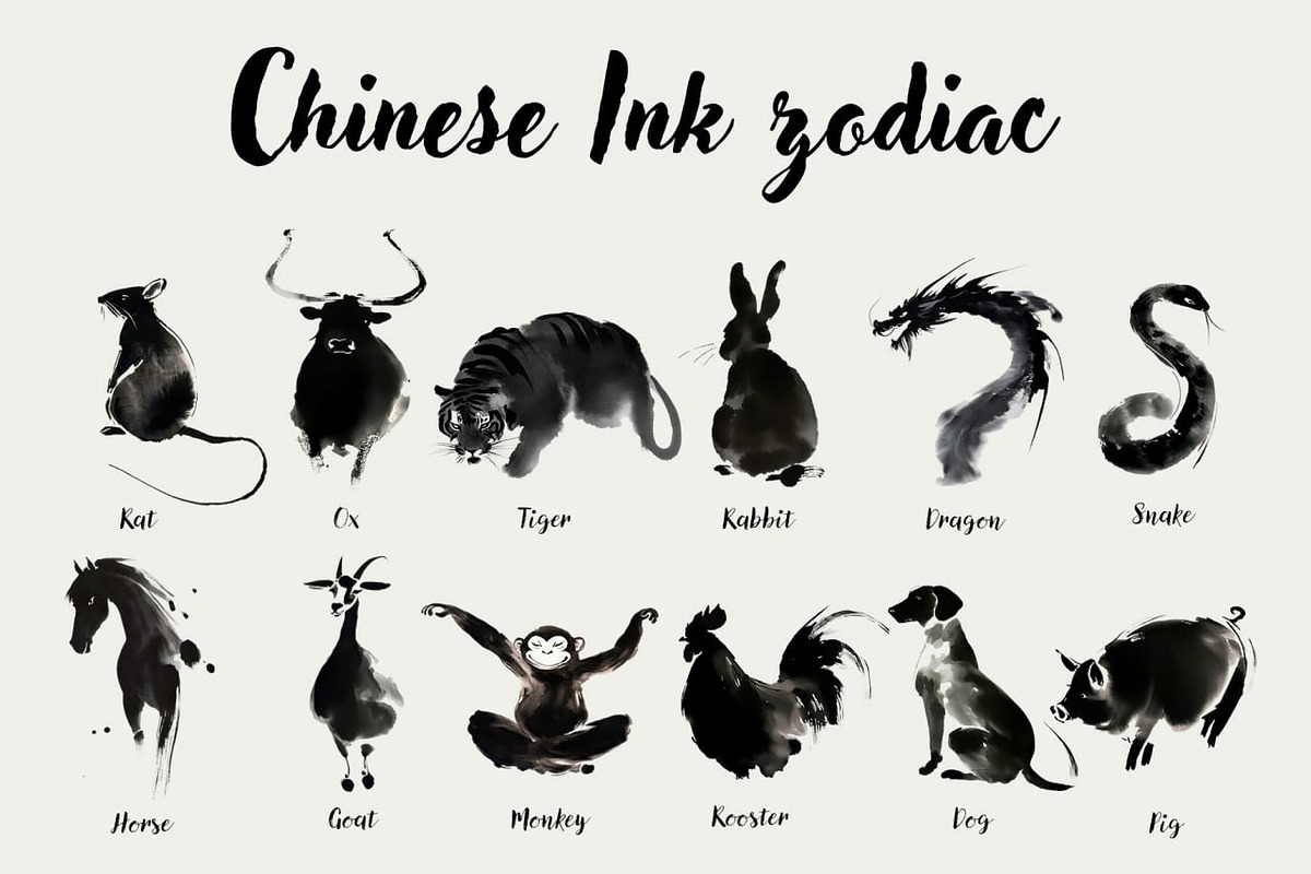 Chinese Ink Zodiac Sumi-e Style, an Illustration by ViktoriaLapshyna (Photo 2 of 6)