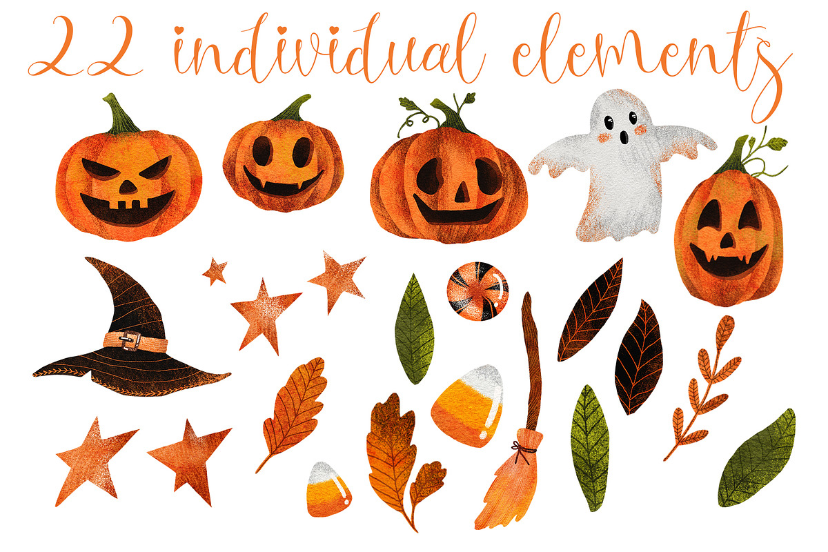 Halloween Jack-o'-Lantern graphics, a Seasonal Illustration by Yelloo Fish (Photo 3 of 7)