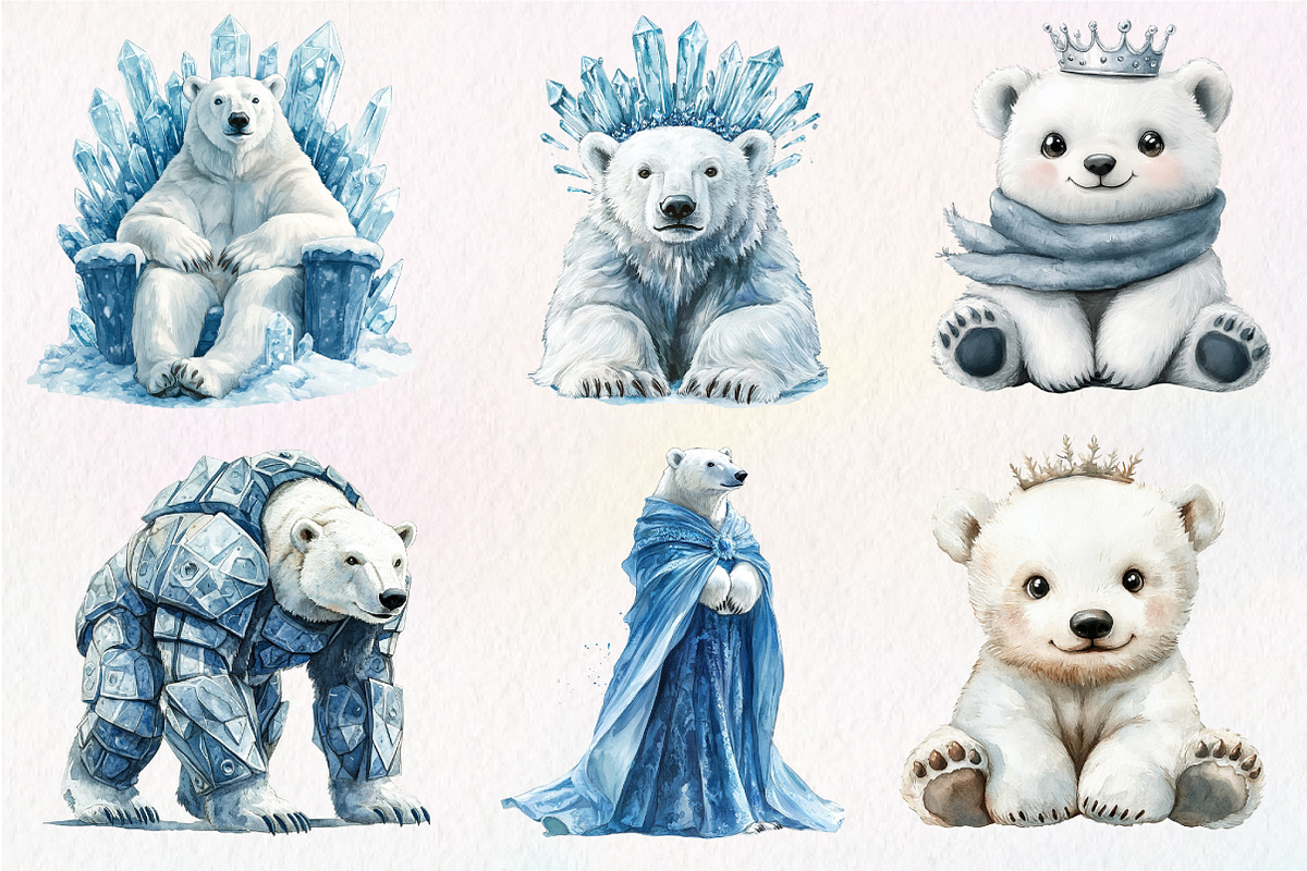 Christmas Polar Bear Clipart, an Illustration by Dream Creation (Photo 2 of 6)