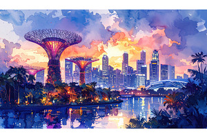 Watercolor view of futuristic, an Architecture Photo by Igor Tichonow