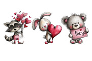 Valentine Animals Watercolor Clipart, an Illustration by Designworld (Thumbnail 3 of 3)