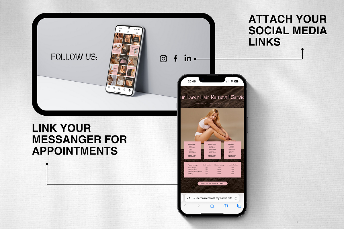Laser Hair Removal Canva Website, a Landing Page Template by DesignsbyMariaStudio (Photo 6 of 10)