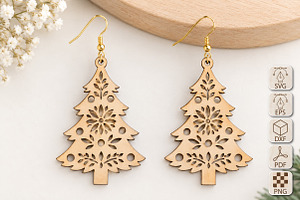 Christmas Tree Earrings Laser Cut