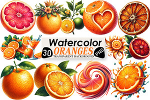 Watercolor Oranges Clipart, an Illustration by Black Bird Studio