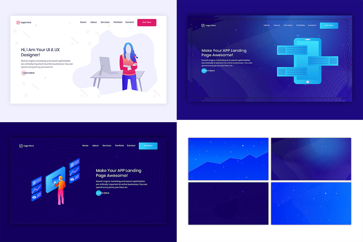 Website Header with illustration, a Device Mockup by Avabil (Photo 8 of 10)
