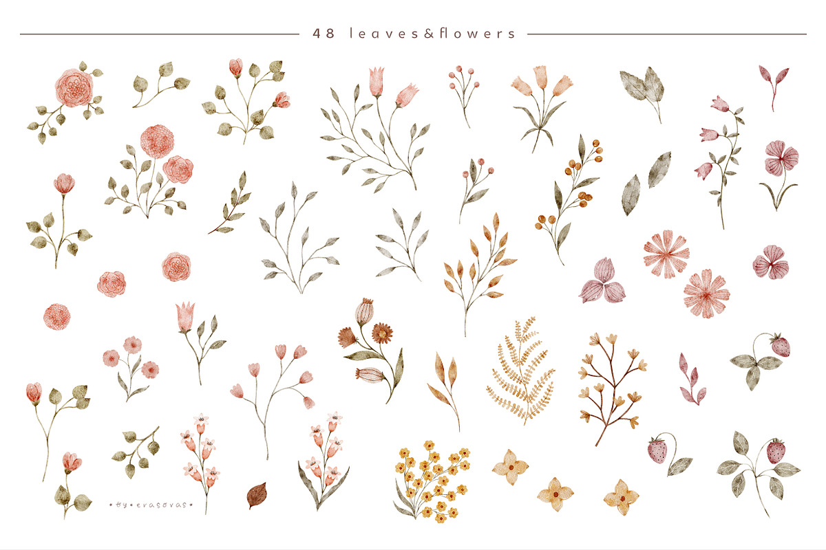 AUTUMN GARDEN watercolor set, an Object Illustration by erasovas (Photo 6 of 13)