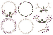 Plum Christmas Holly Vectors, an Illustration by Amanda Ilkov (Thumbnail 3 of 5)