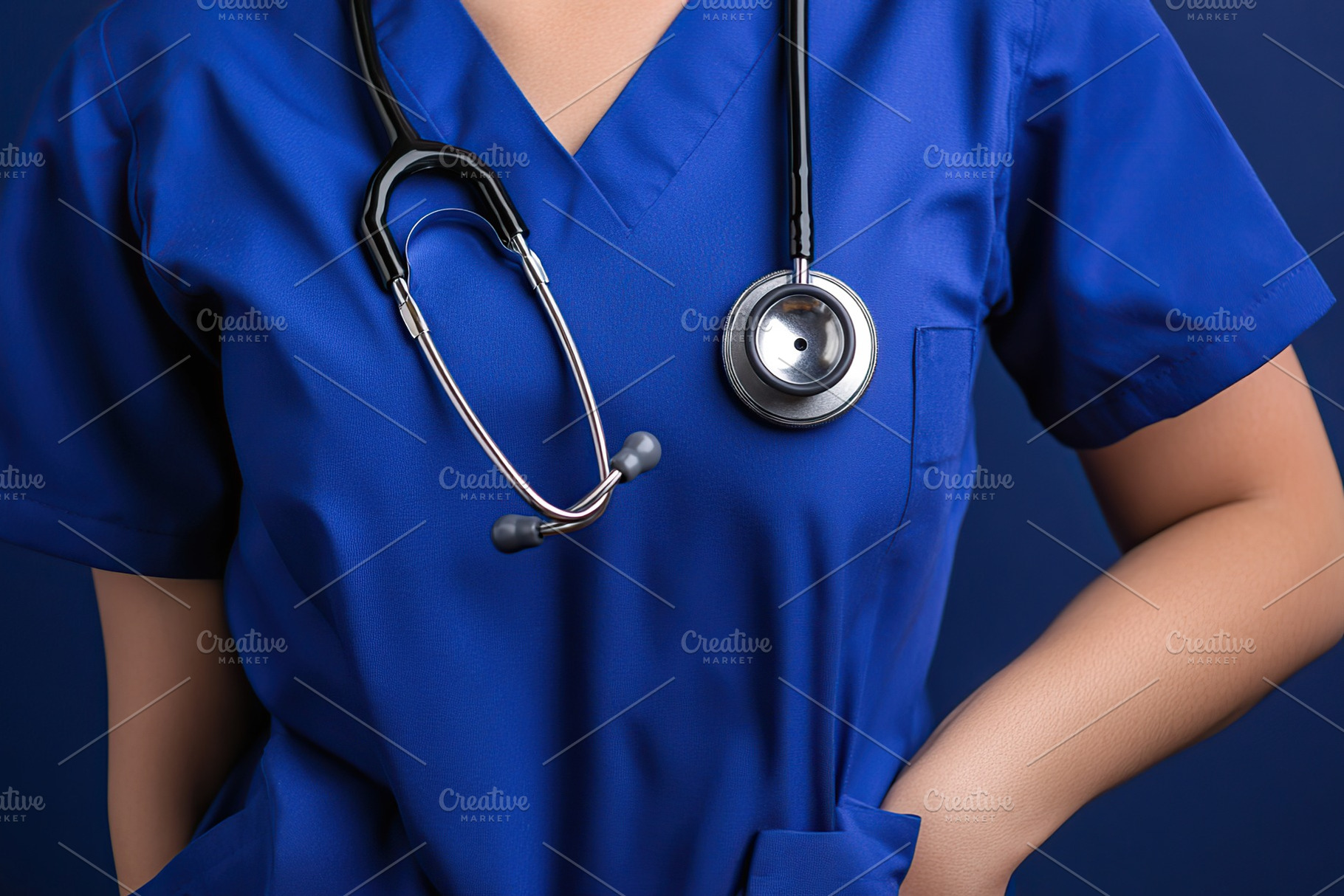 Young doctor in blue uniform and stethoscope, a Health & Medical Photo by AlyaAnd