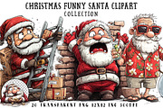Christmas Funny Santa Clipart, an Illustration by OK Design (Thumbnail 1 of 6)