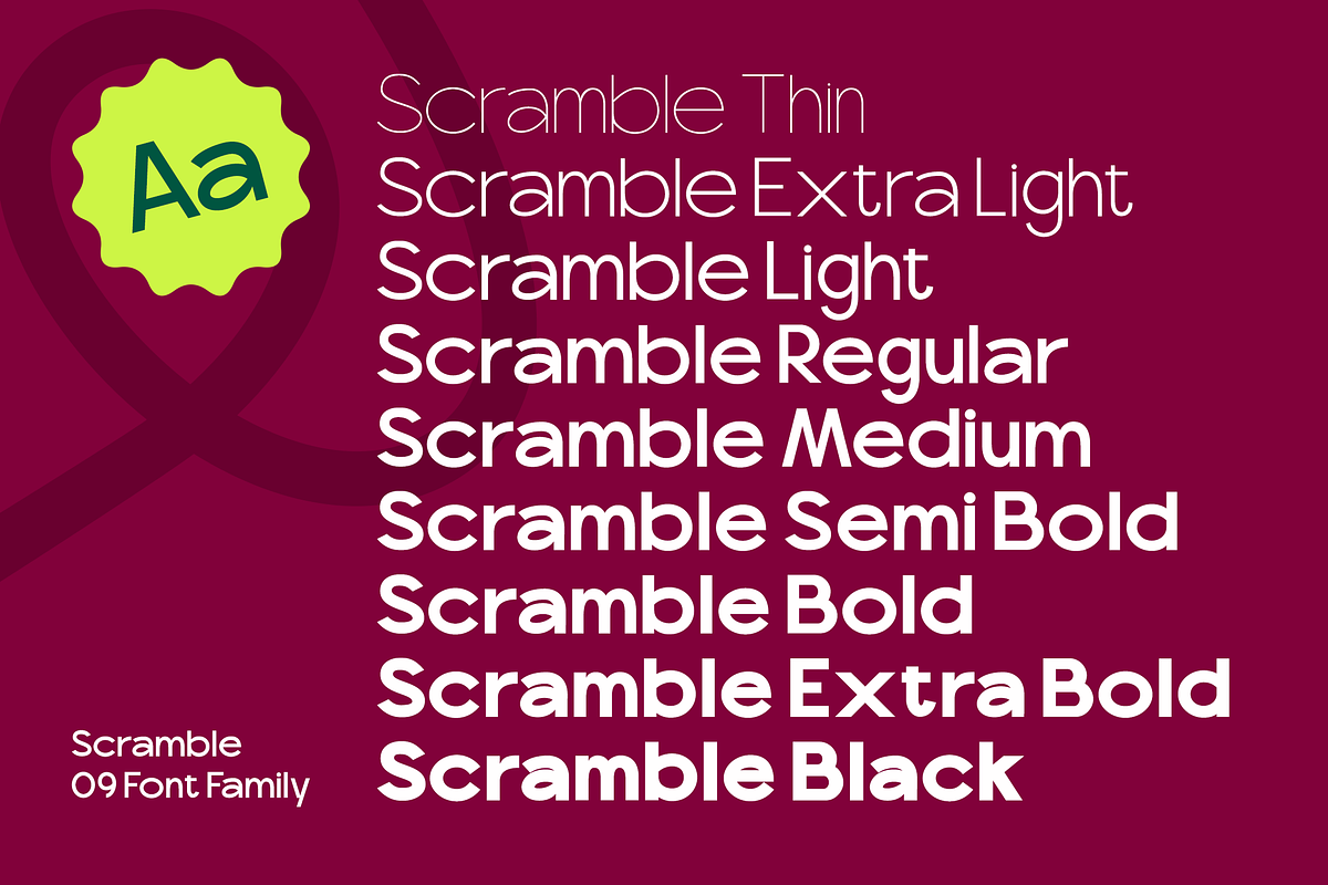 Scramble - Experimental Sans Family, a Sans Serif Font by agnyhasyastudio (Photo 3 of 17)
