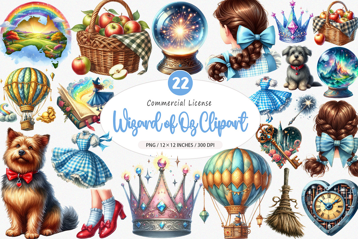 Wizard of Oz Clipart, Dorothy PNG, an Illustration by SinaCreation (Photo 1 of 5)