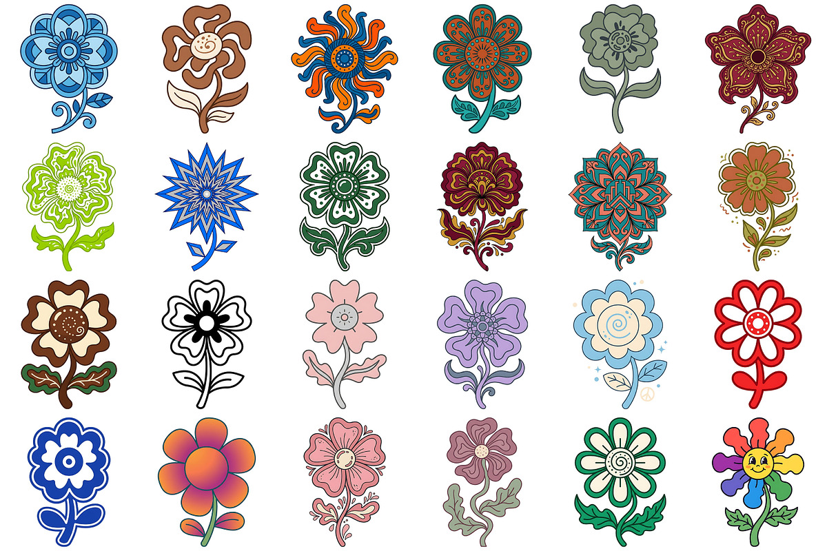 Groovy Flower Clipart, an Object Illustration by Forhadx5 (Photo 5 of 11)