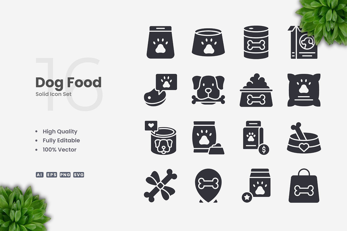 Dog Food Solid Icons, an Icon by Upnowgraphic