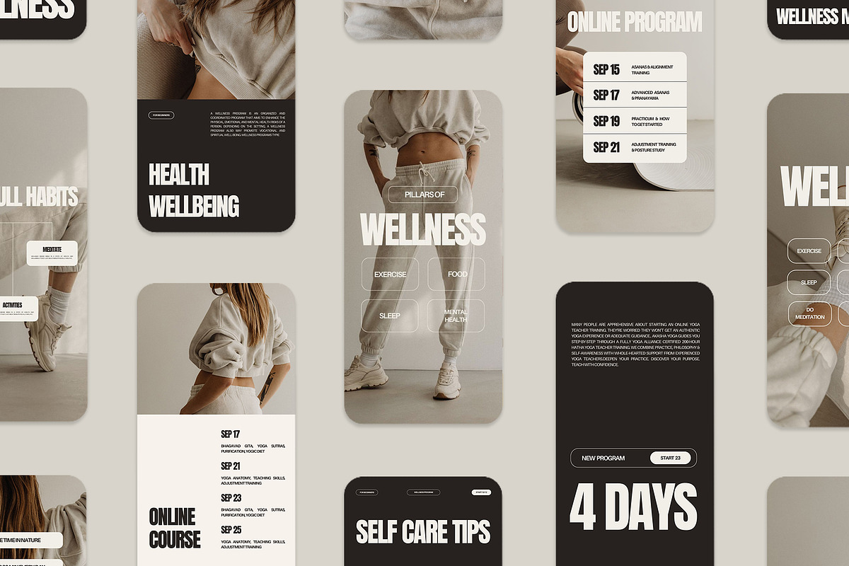 Wellness Instagram Templates Canva and Photoshop