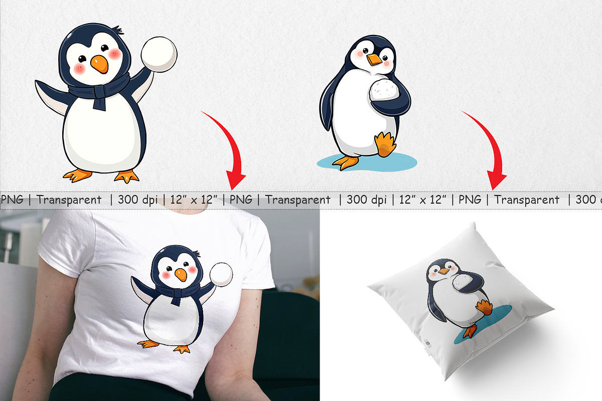 Penguin with Snowball Clipart, a Graphic by Artnoy (Photo 3 of 5)