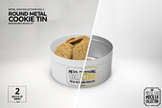 Metal Round Cookie Tin Mockup, a Cups & Container Mockup by INCDesign (Thumbnail 5 of 8)