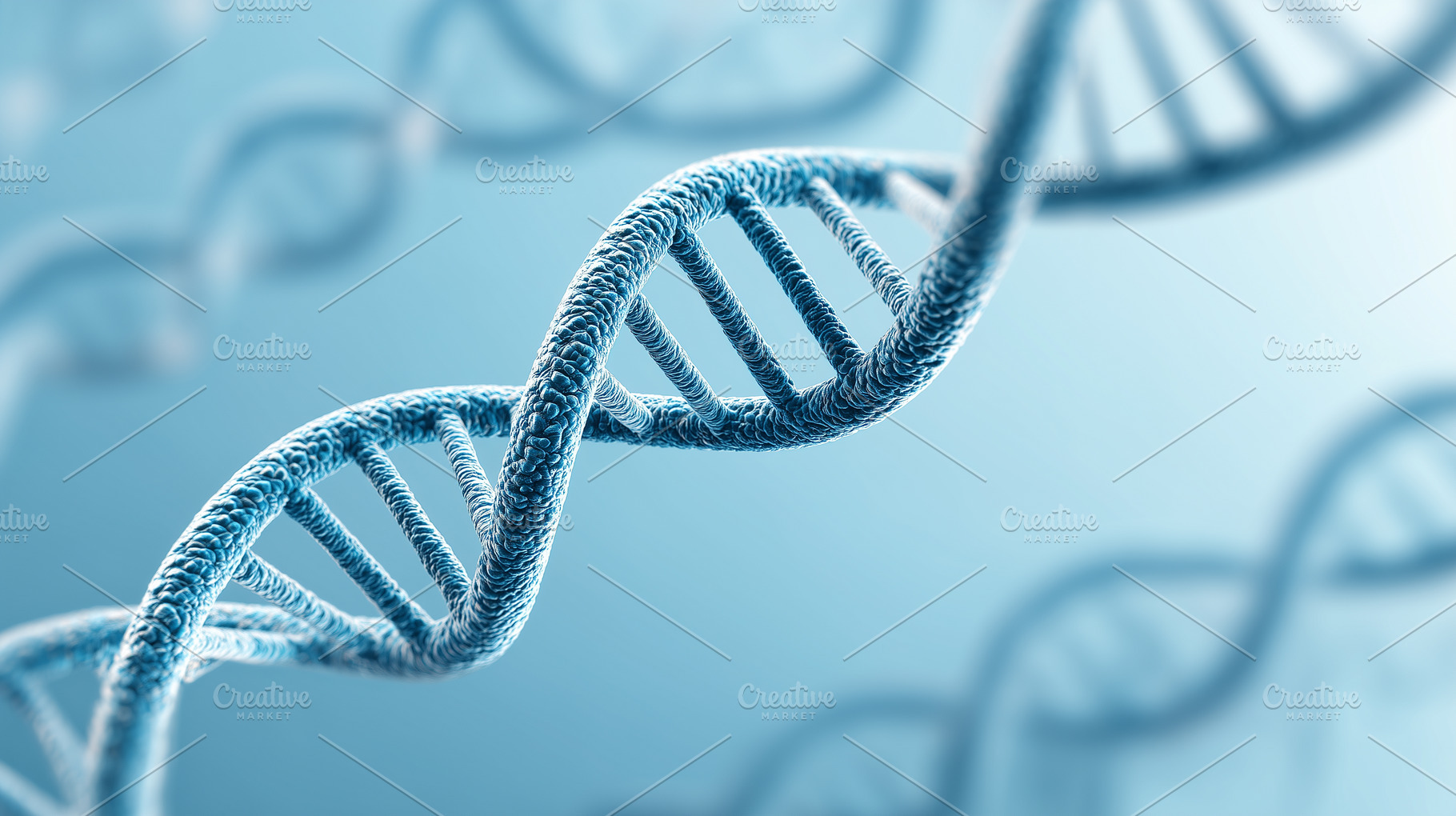 Close up of a blue DNA double helix, a Health & Medical Photo by MistyDay