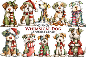 Christmas Dog Clipart, an Illustration by Pixels.Craft