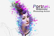 Portrait Watercolor Photoshop Action, an Action Add-On by MRI STUDIO (Thumbnail 1 of 13)