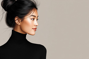 Sleek asian woman with dark hair in, a Beauty & Fashion Photo by MistyDay