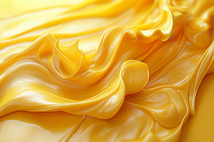 A vibrant and smooth texture of flowing yellow paint, showcasing, a Food & Drink Photo by ImageMir