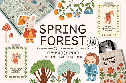 Spring Forest Clipart Collection, a Decorative Illustration by semenova.sense