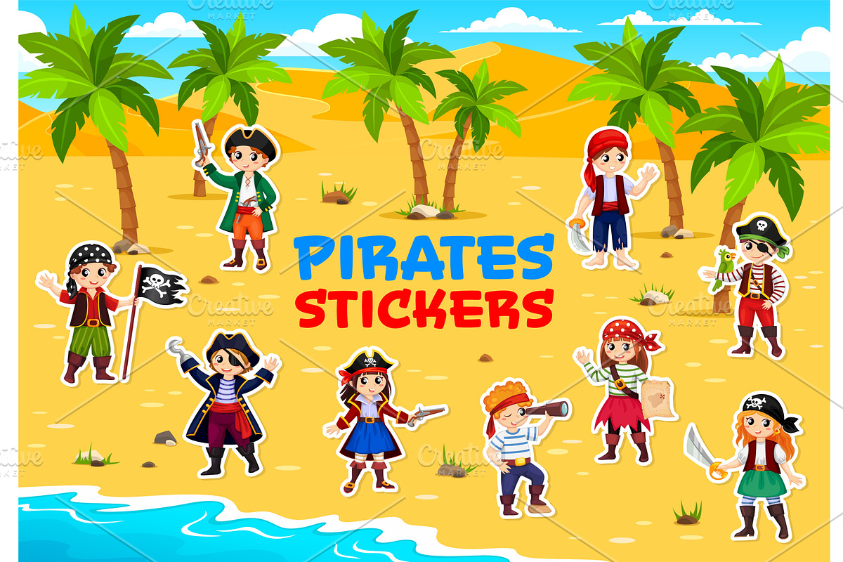 Cartoon kid pirate character sticker, a Person Illustration by Buch&Bee