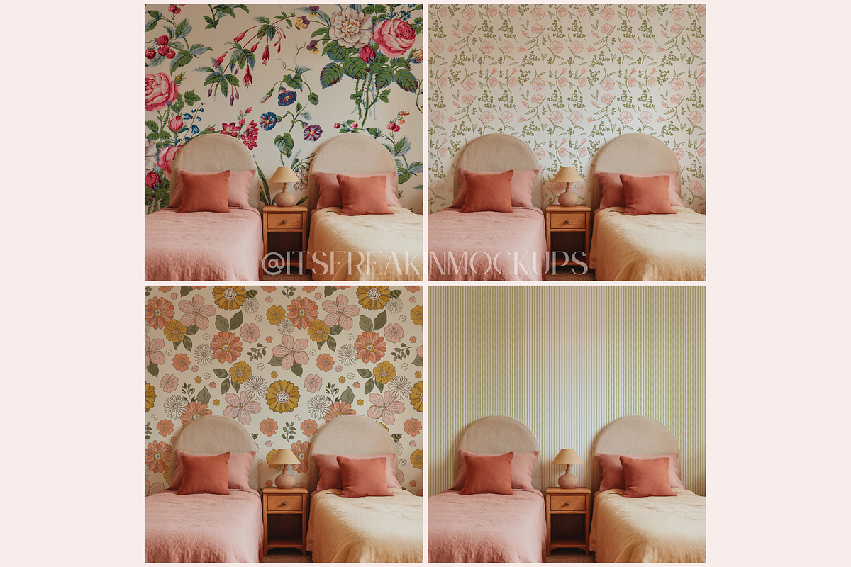 Bedroom Wallpaper Mockup Bundle, a Household Mockup by ItsFreakinMockups (Photo 2 of 8)