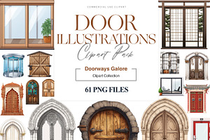 Door Illustration Clipart, Door PNG, a Decorative Illustration by BrushstrokeArtGB