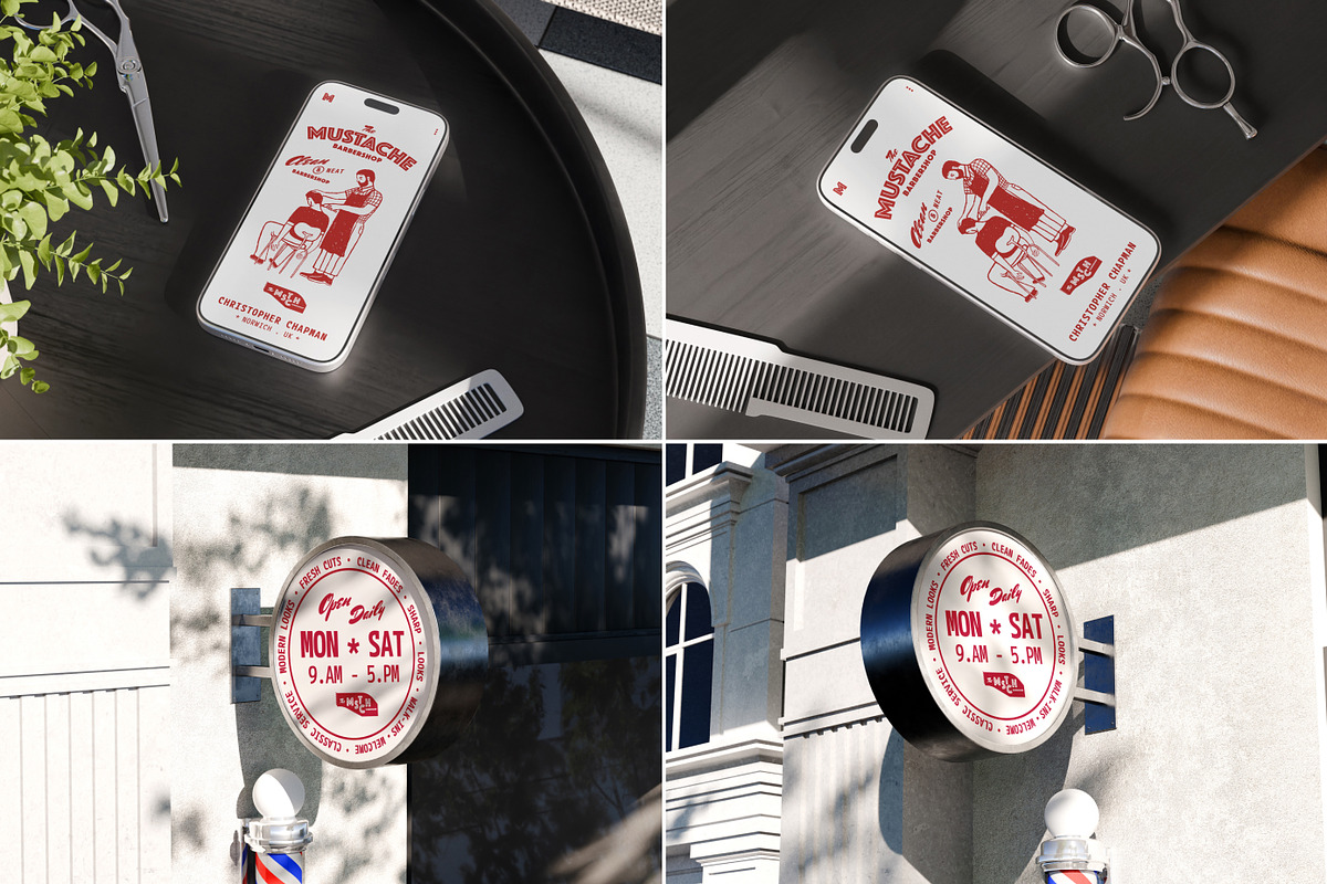 38 Barbershop Saloon Branding Mockup, an Advertising Mockup by Vitora Mockup (Photo 5 of 13)
