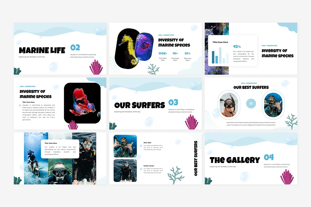 Aquatica - Cute Powerpoint Template, a Presentation Template by Eklip Studio (Photo 3 of 5)