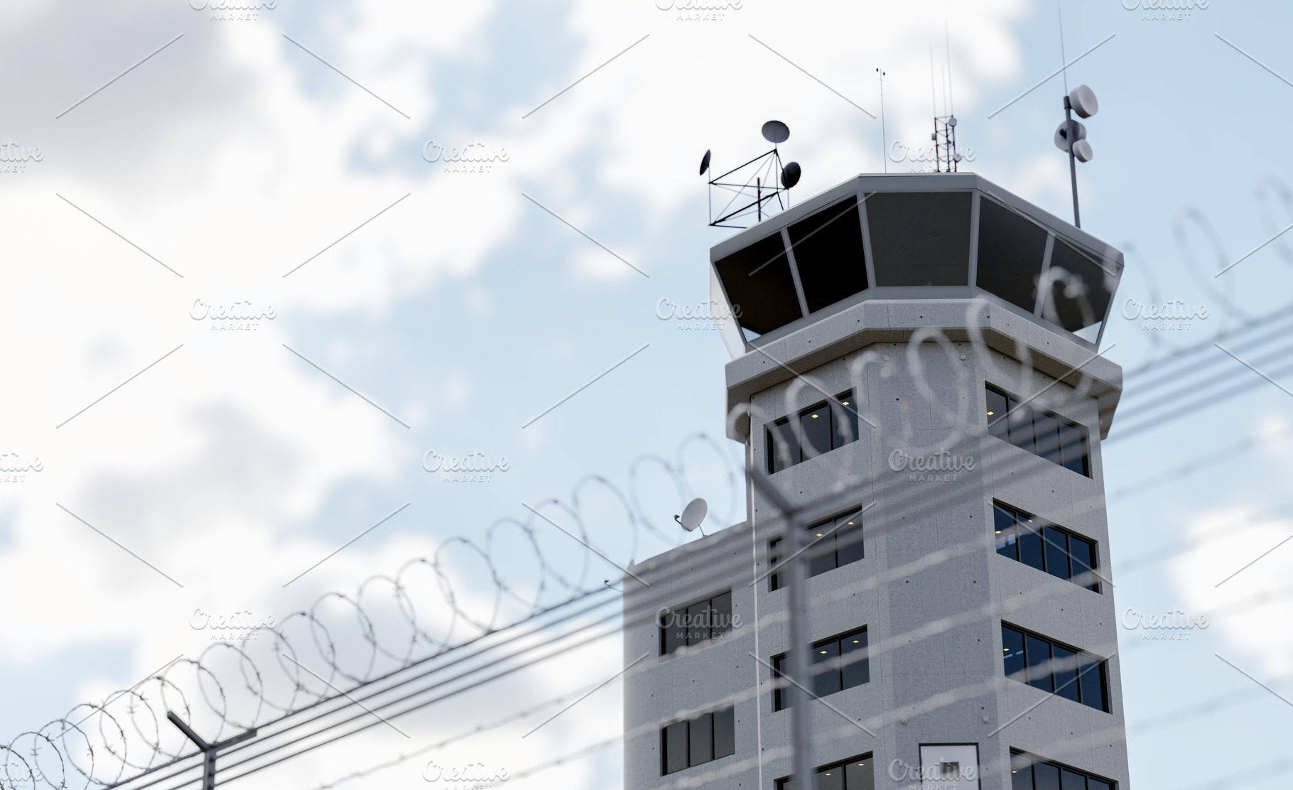 Air Traffic Control Tower and Fence, a Transportation Photo by Andy Dean Photography