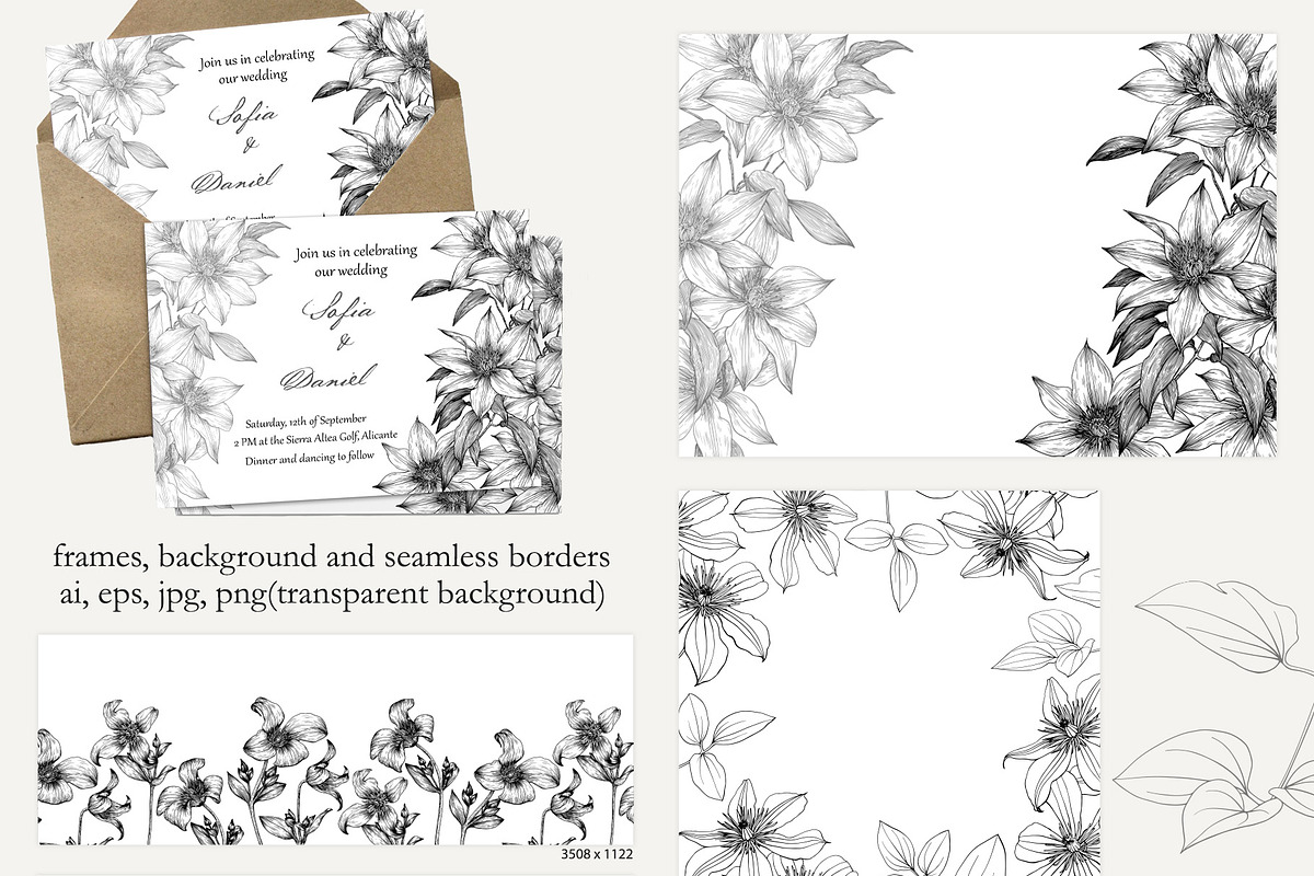 Flowers of Clematis. Botanical Set, a Decorative Illustration by ON_lineart_store (Photo 4 of 10)