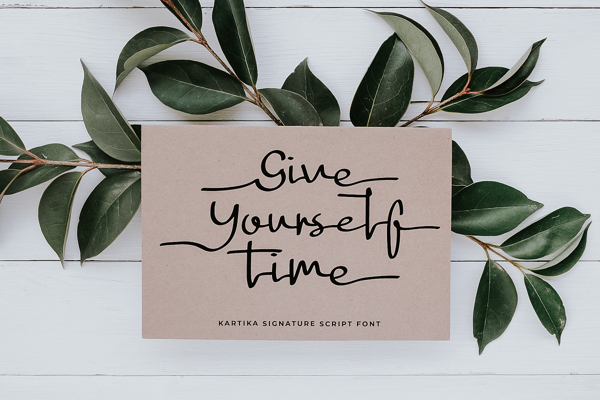 Kartika a Signature Script Font, a Script Font by Dawnside Graphic (Photo 6 of 16)