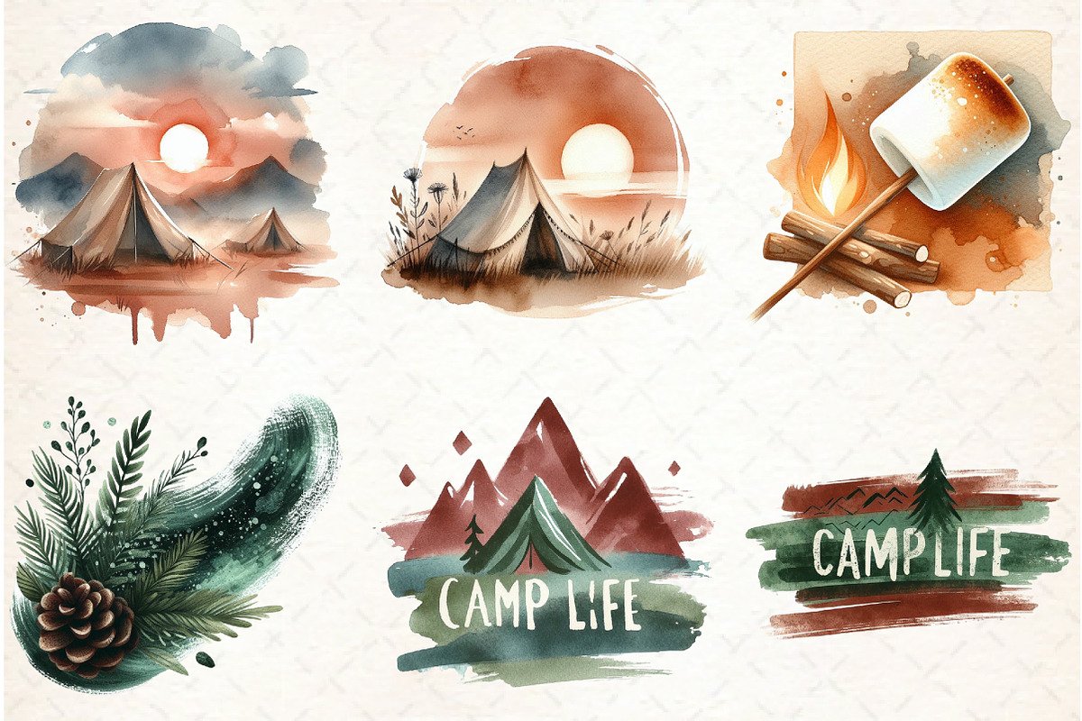 Camping Mode Brushstroke Sublimation, an Illustration by Libby Wishes (Photo 2 of 12)