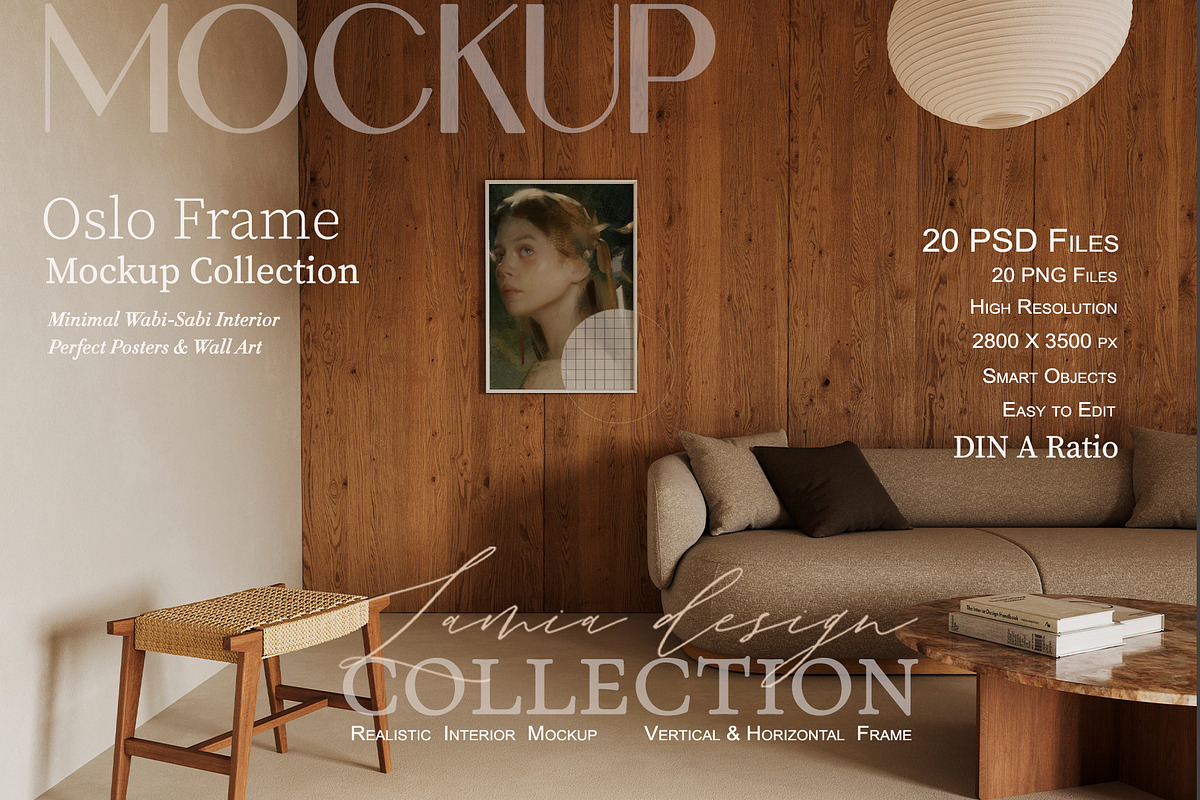 Oslo Japandi Wood Frame Mockup, a Household Mockup by LAMIA DESIGN (Photo 1 of 18)