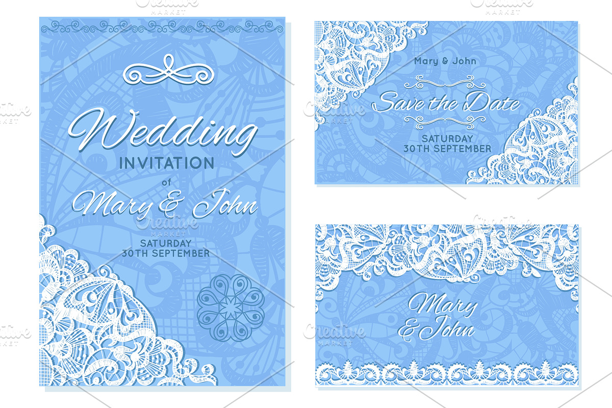 Lace wedding cards. Decorative, an Illustration by YummyBuum