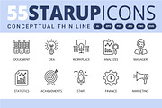 55 Startup Conceptual Thin line icon, a Finance Illustration by vectorstank (Thumbnail 1 of 5)